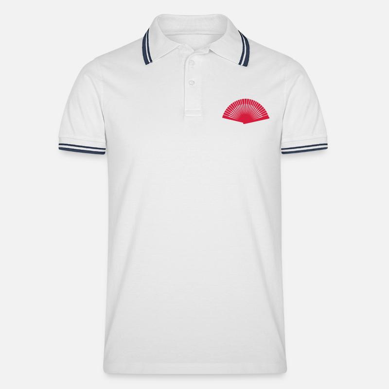 Fächer - Männer Tipped Poloshirt - Weiß/Navy