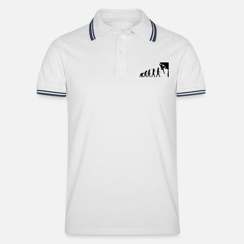 Rock Climbing Evolution - Männer Tipped Poloshirt - Weiß/Navy