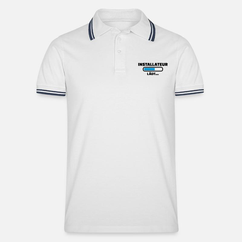 Installateur - Männer Tipped Poloshirt - Weiß/Navy