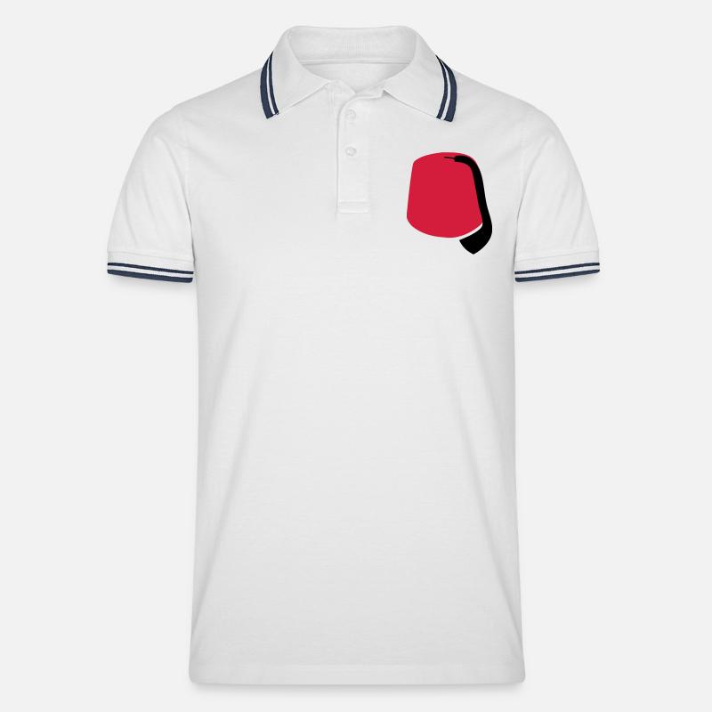 Fez - Männer Tipped Poloshirt - Weiß/Navy