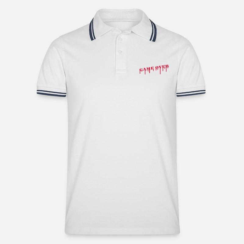 game_over_paint - Männer Tipped Poloshirt - Weiß/Navy