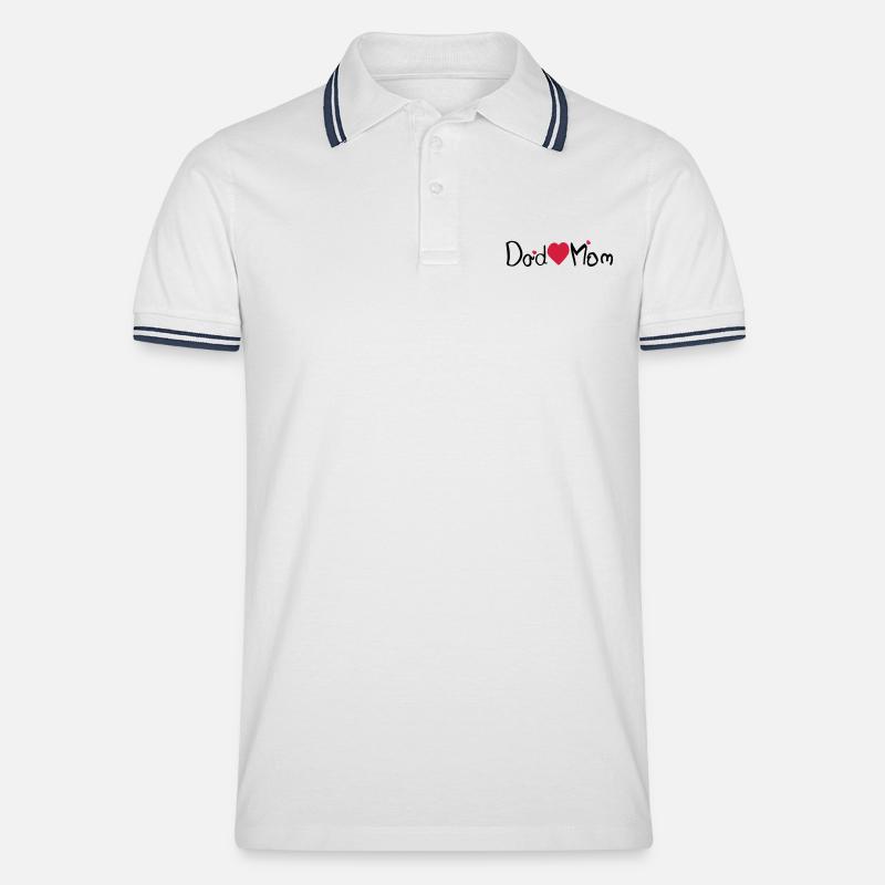 Dad Herz Mom - Männer Tipped Poloshirt - Weiß/Navy