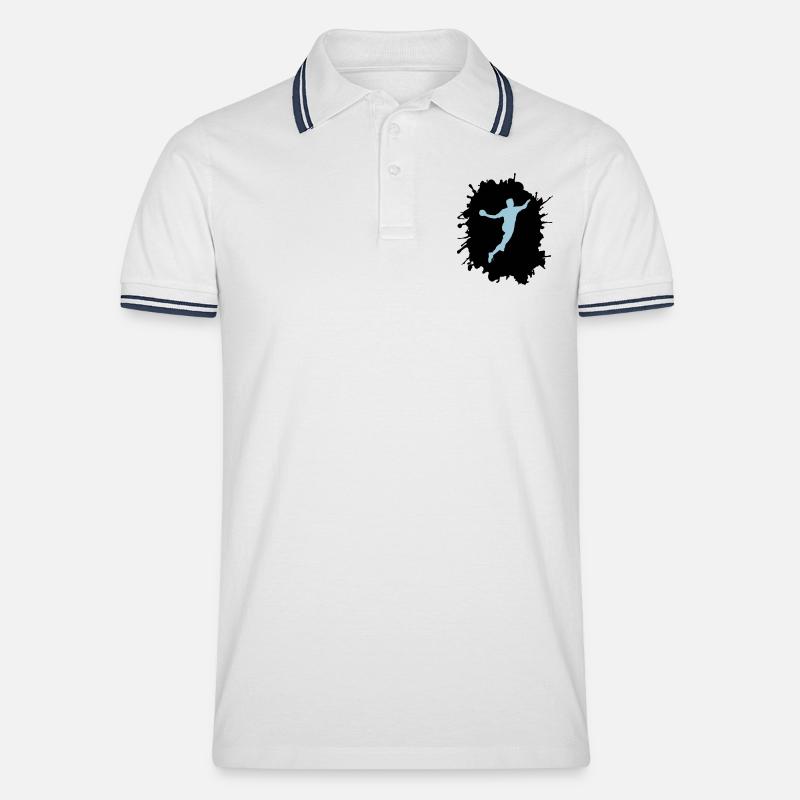 splatter handball - Männer Tipped Poloshirt - Weiß/Navy
