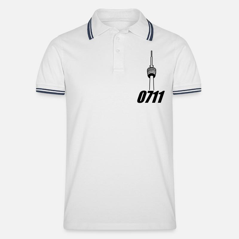 0711 - Männer Tipped Poloshirt - Weiß/Navy