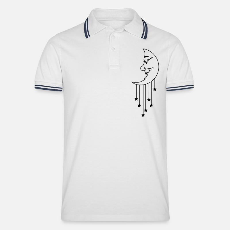 Moon Star - mond (1c) - Männer Tipped Poloshirt - Weiß/Navy