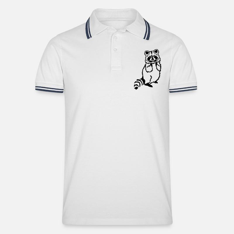 Waschbär - Männer Tipped Poloshirt - Weiß/Navy