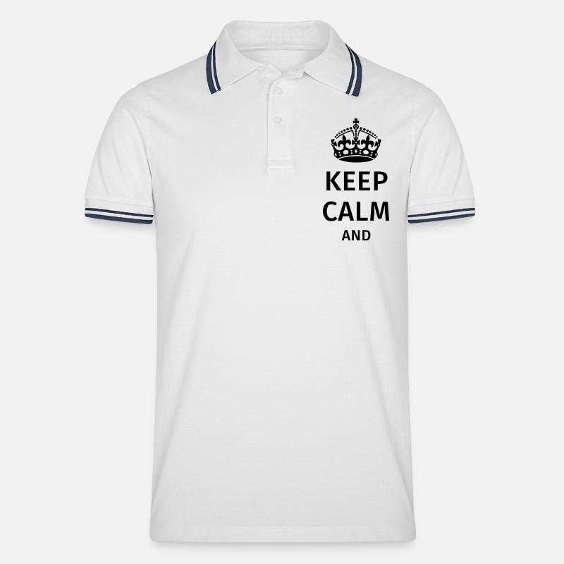 Keep Calm - Männer Tipped Poloshirt - Weiß/Navy