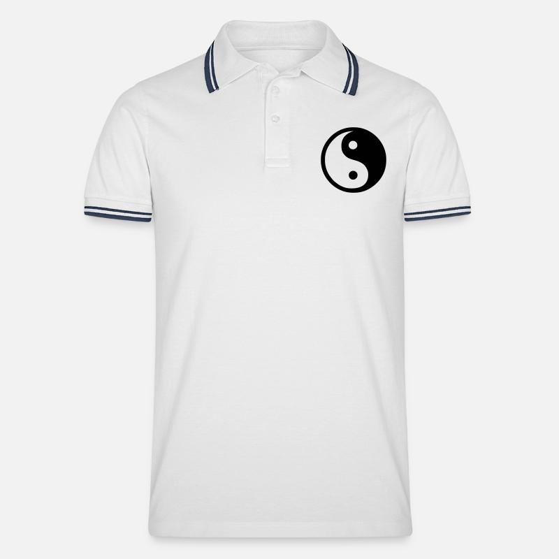 Yin Yang - Männer Tipped Poloshirt - Weiß/Navy