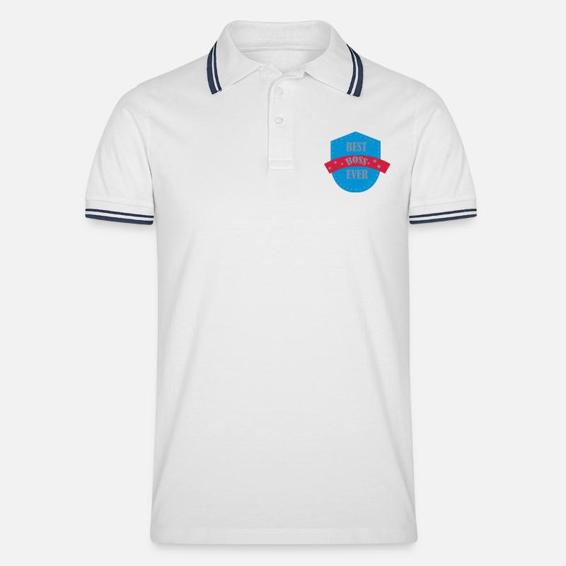 best_boss - Männer Tipped Poloshirt - Weiß/Navy