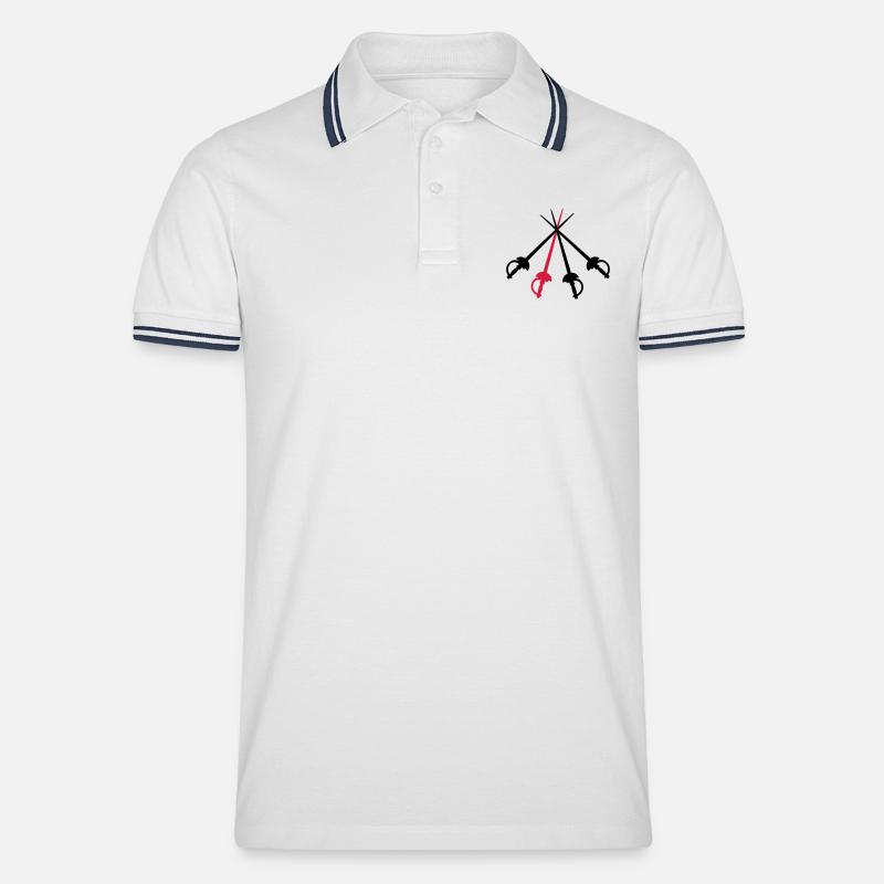 musketeers - Männer Tipped Poloshirt - Weiß/Navy