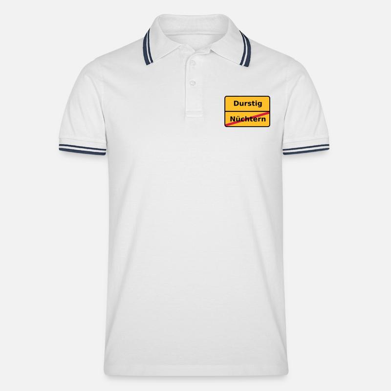 Durstig - Männer Tipped Poloshirt - Weiß/Navy