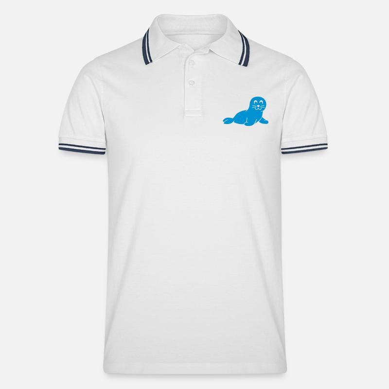 Robbe - Männer Tipped Poloshirt - Weiß/Navy