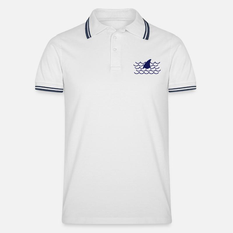Haifischflosse - Männer Tipped Poloshirt - Weiß/Navy