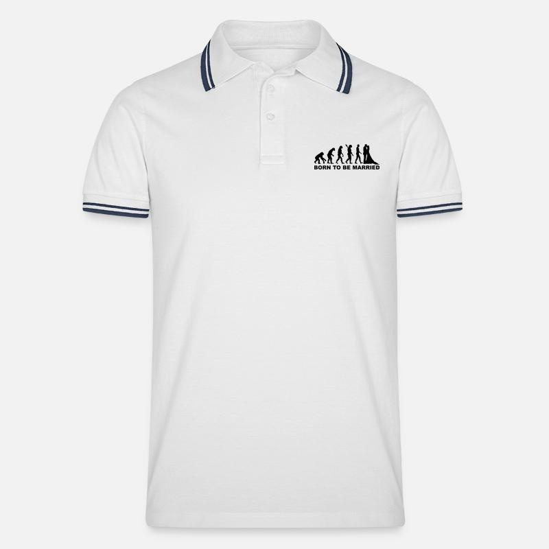 Evolution Wedding - Men's Tipped Polo Shirt - white/navy