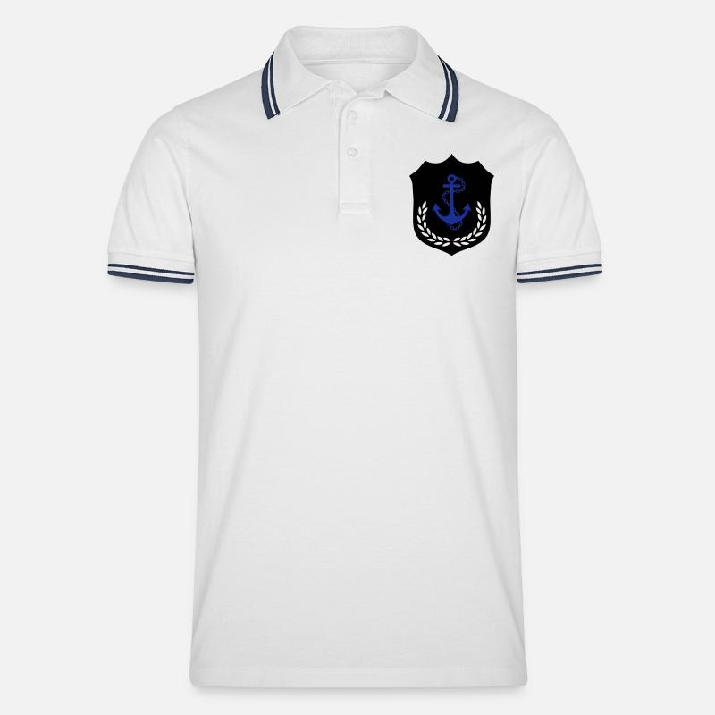 anker_wappen_2 - Männer Tipped Poloshirt - Weiß/Navy