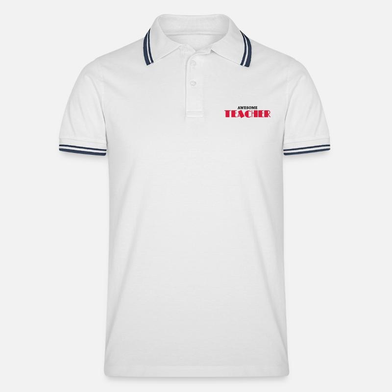 Awesome teacher - Männer Tipped Poloshirt - Weiß/Navy