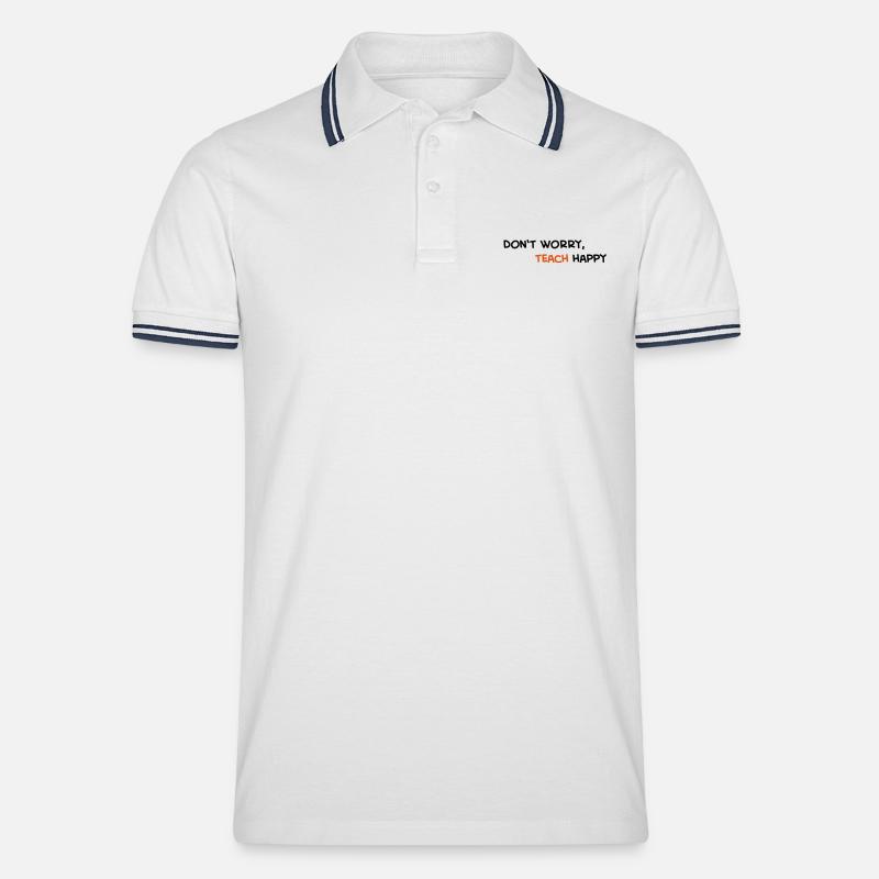 Lehrer - Männer Tipped Poloshirt - Weiß/Navy