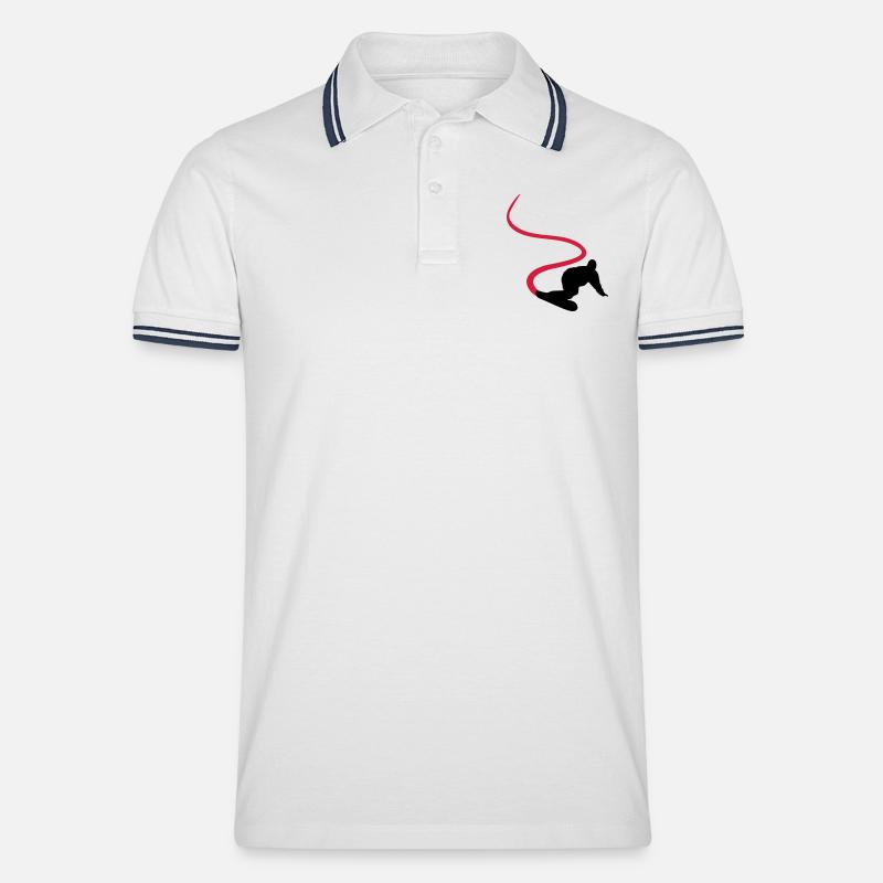 Snowboarder - Snowboard - Men's Tipped Polo Shirt - white/navy