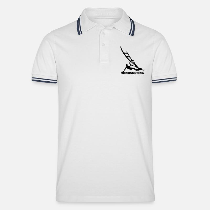 Windsurfing - Männer Tipped Poloshirt - Weiß/Navy