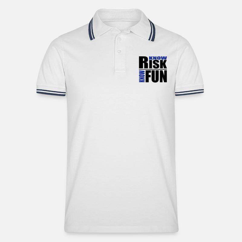 know risk - know fun - Männer Tipped Poloshirt - Weiß/Navy