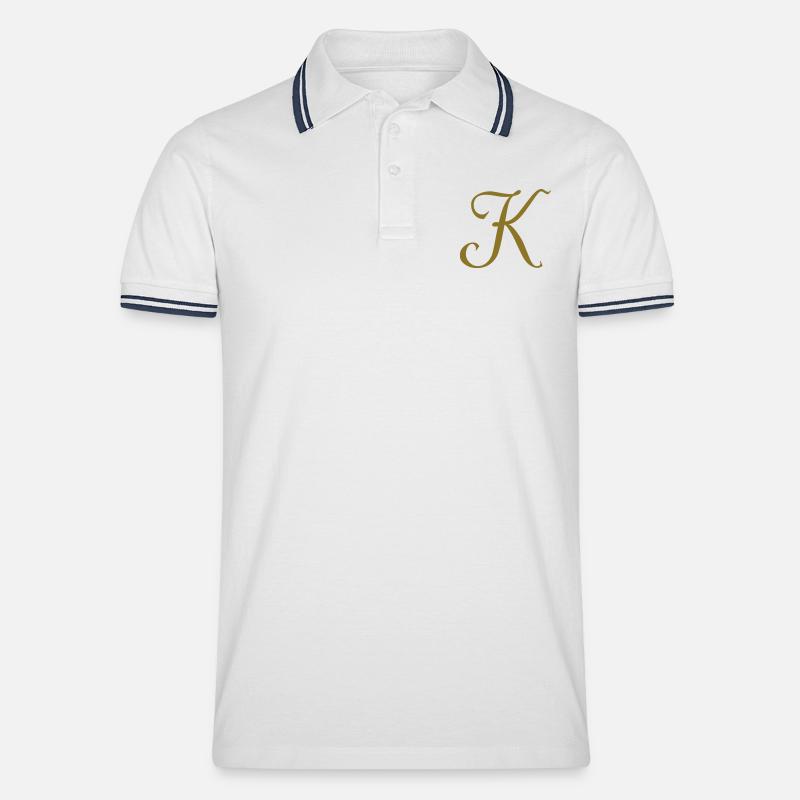 Buchstabe K - Männer Tipped Poloshirt - Weiß/Navy