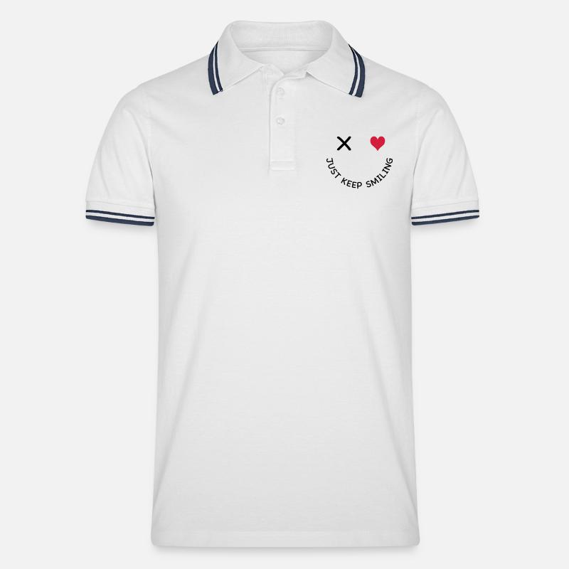 Lächeln - Männer Tipped Poloshirt - Weiß/Navy