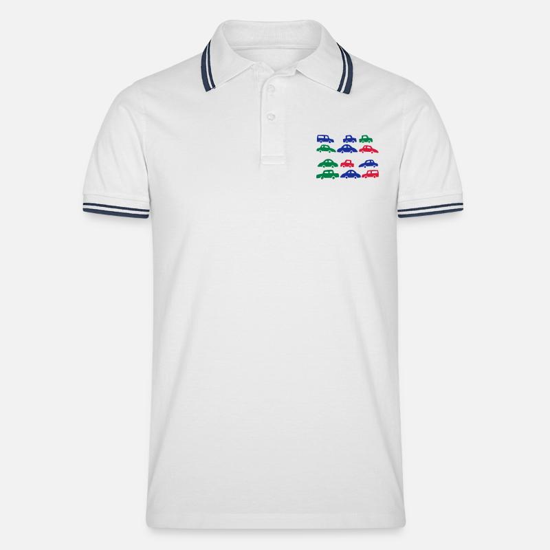 cars - automobile - Polo tipped Homme - blanc/marine