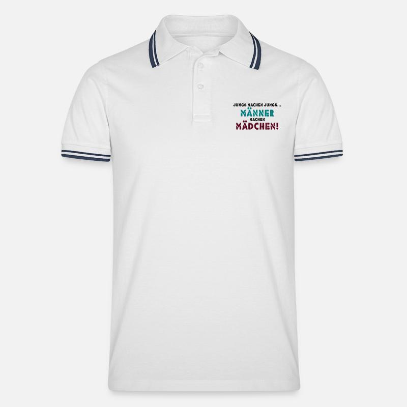 JUNGS MACHEN JUNGS - Männer Tipped Poloshirt - Weiß/Navy
