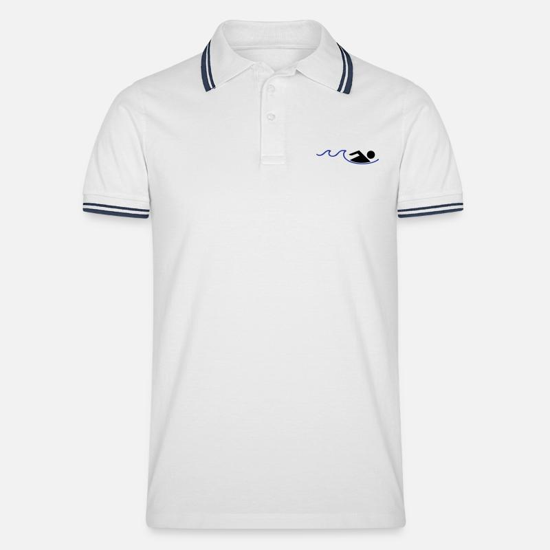 schwimmerin - Männer Tipped Poloshirt - Weiß/Navy