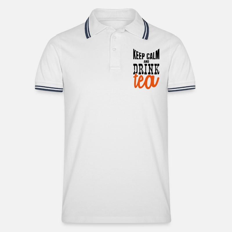 keep calm and drink tea - Männer Tipped Poloshirt - Weiß/Navy