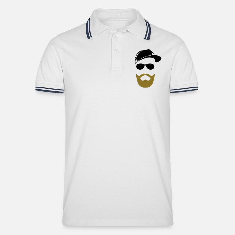 Gesicht mit Bart - Männer Tipped Poloshirt - Weiß/Navy
