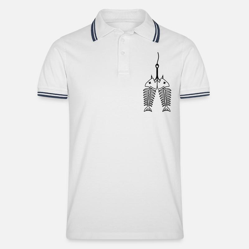 Fishing Logo - Männer Tipped Poloshirt - Weiß/Navy
