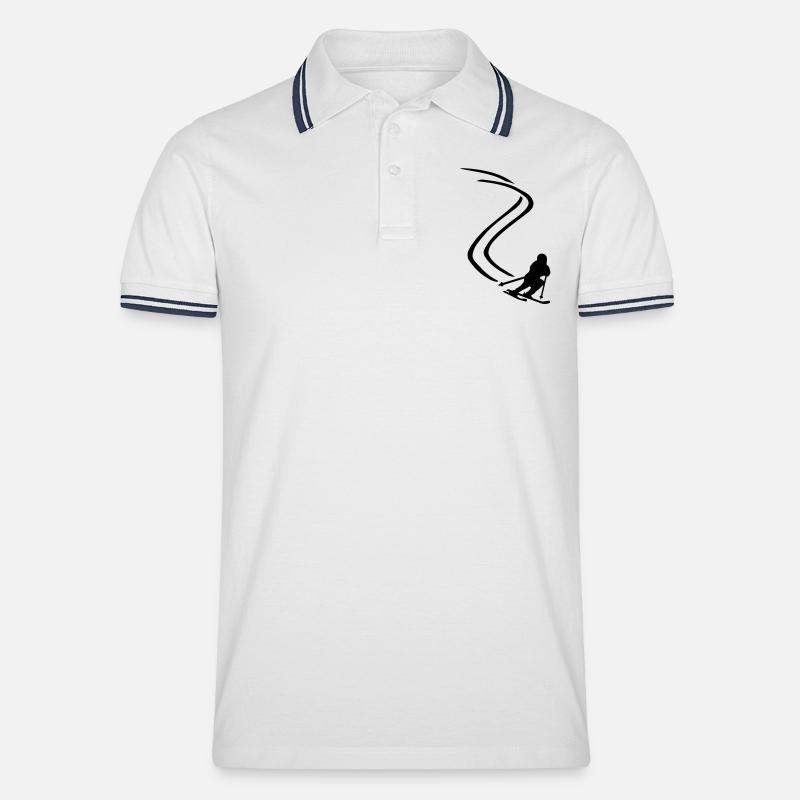 Ski - Männer Tipped Poloshirt - Weiß/Navy