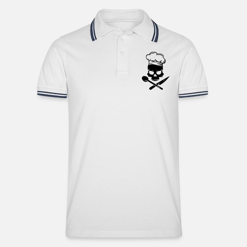 Cooking Skull - Männer Tipped Poloshirt - Weiß/Navy