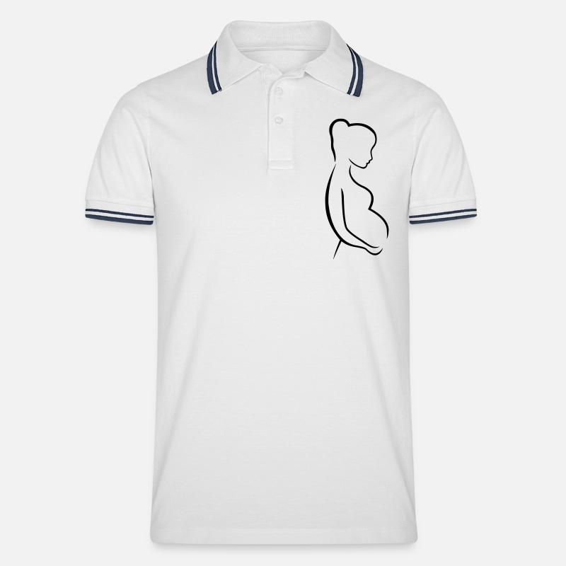 Schwangere outline - Männer Tipped Poloshirt - Weiß/Navy