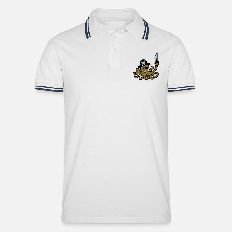 Pirat Otkopus 3 - Männer Tipped Poloshirt - Weiß/Navy