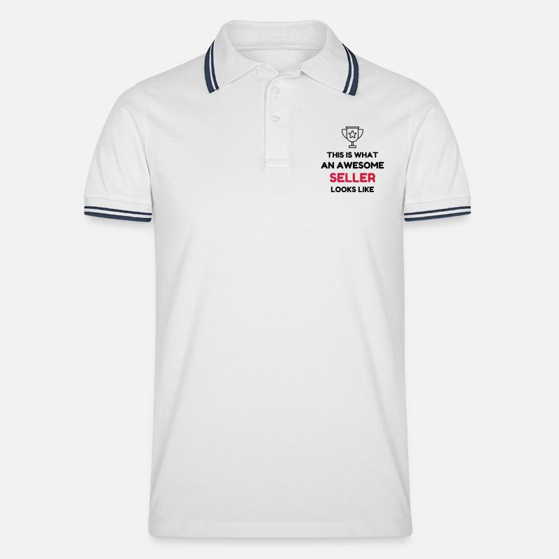 Anbieter / Verkäufer / Arbeit / Job - Männer Tipped Poloshirt - Weiß/Navy