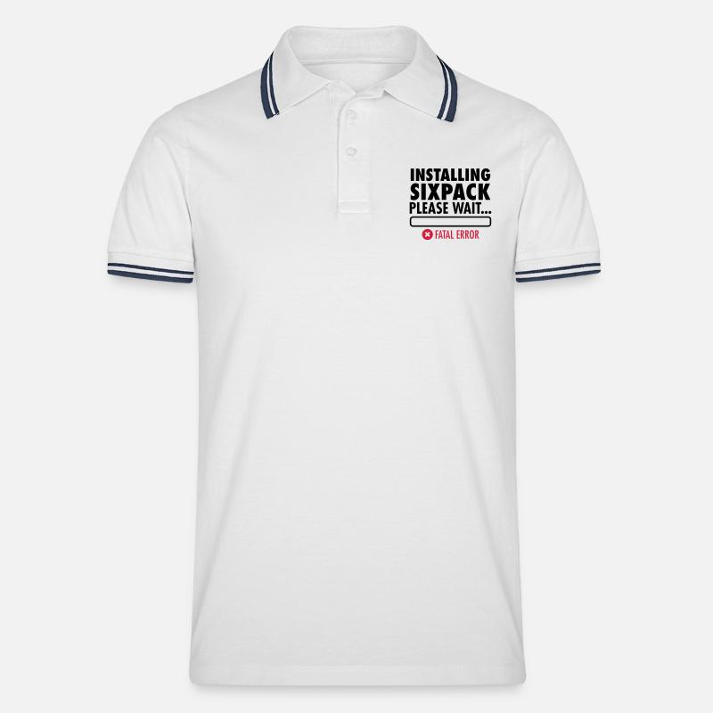 Installing Sixpack (Fatal Error) - Männer Tipped Poloshirt - Weiß/Navy