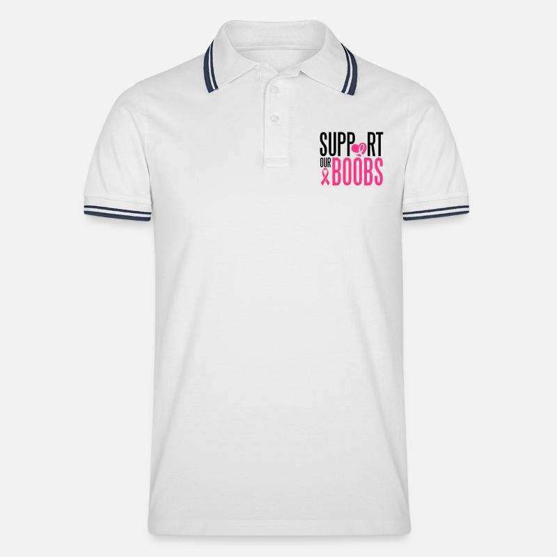 Support our boobs - Männer Tipped Poloshirt - Weiß/Navy
