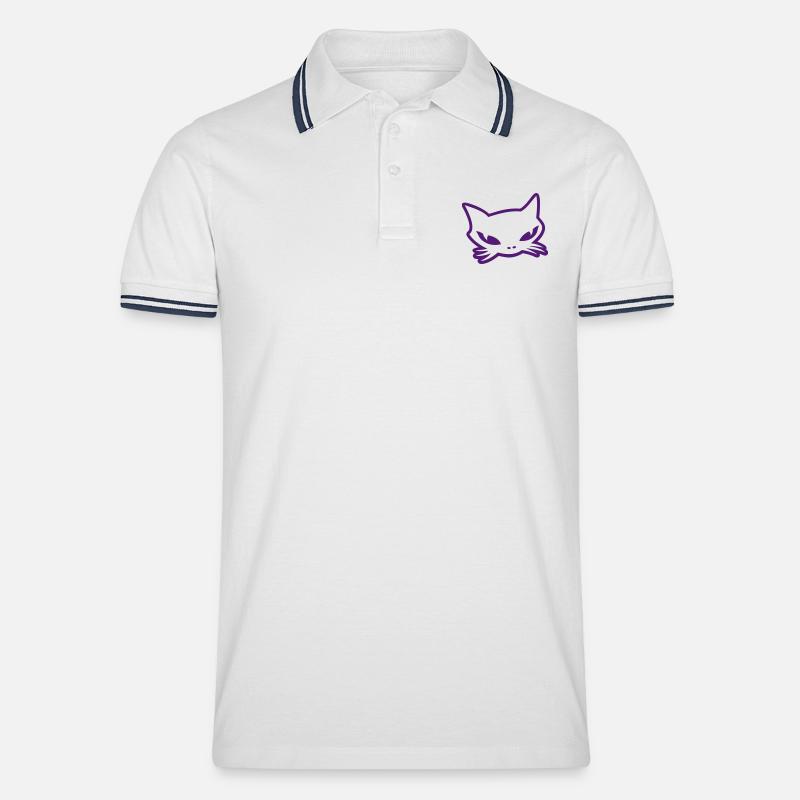 CAT KAT - Männer Tipped Poloshirt - Weiß/Navy