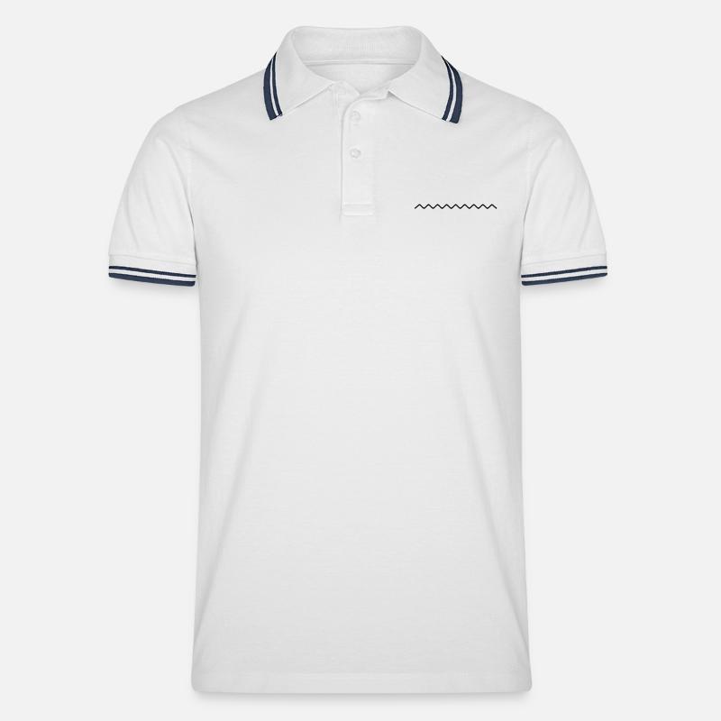 Wellenlinie - Männer Tipped Poloshirt - Weiß/Navy