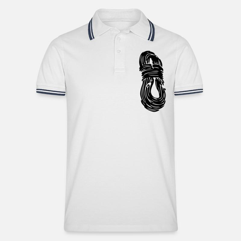 Kletterseil - Männer Tipped Poloshirt - Weiß/Navy