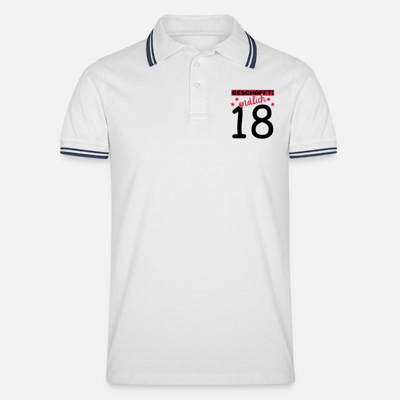 endlich 18 geschafft! - Männer Tipped Poloshirt - Weiß/Navy