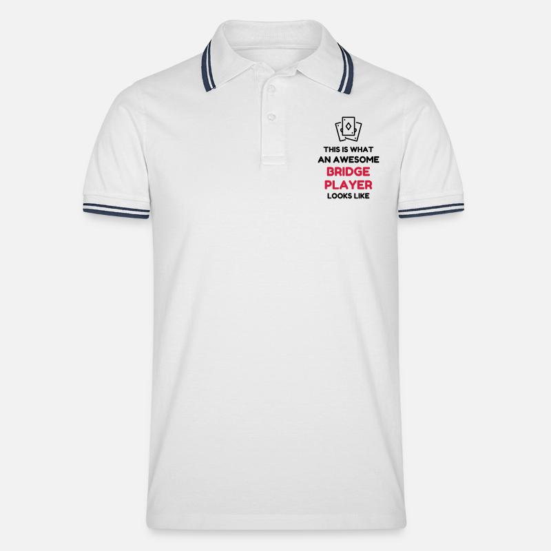 bridge / bridgeur / bridgeuse / cartes - Polo tipped Homme - blanc/marine