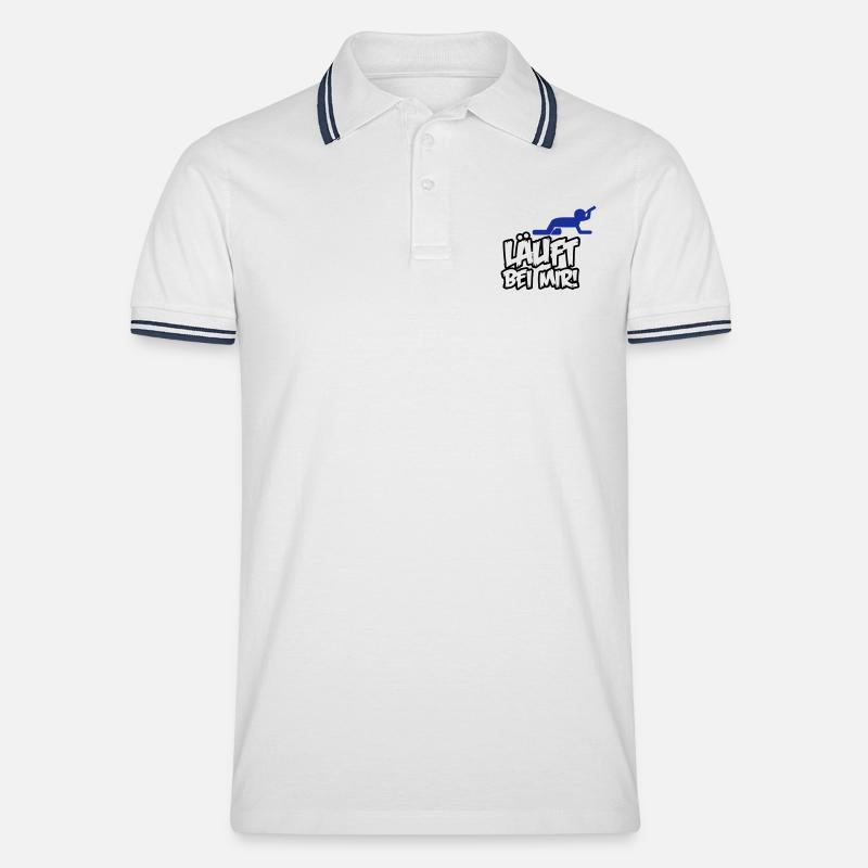 laeuft_bei_mir_02 - Männer Tipped Poloshirt - Weiß/Navy
