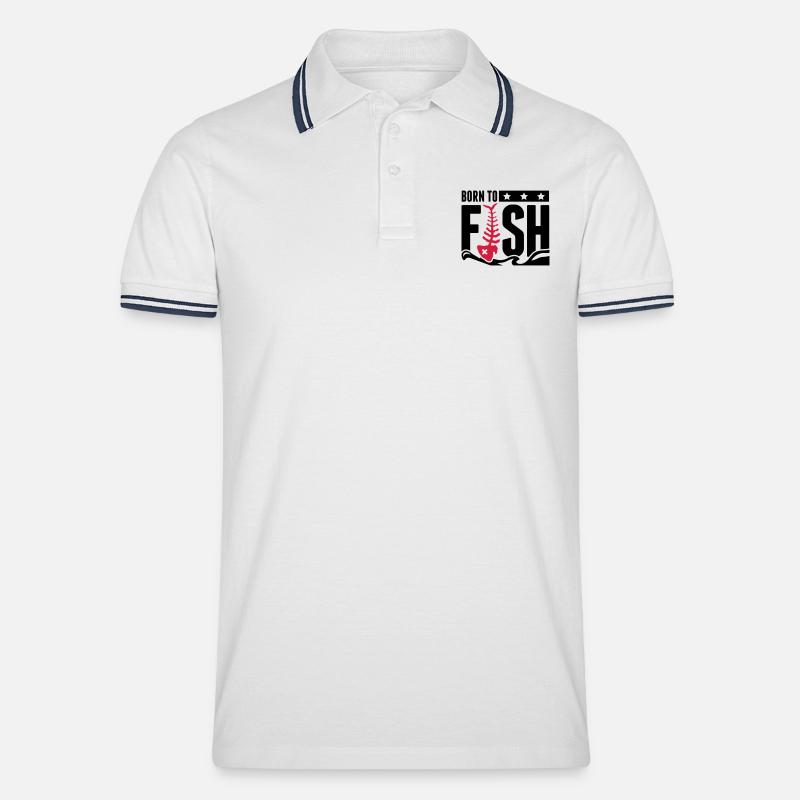 born_to_fish_fe2 - Männer Tipped Poloshirt - Weiß/Navy