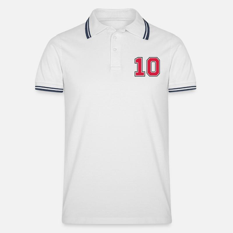 10__f2 - Männer Tipped Poloshirt - Weiß/Navy