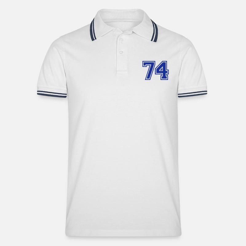 74 - Männer Tipped Poloshirt - Weiß/Navy