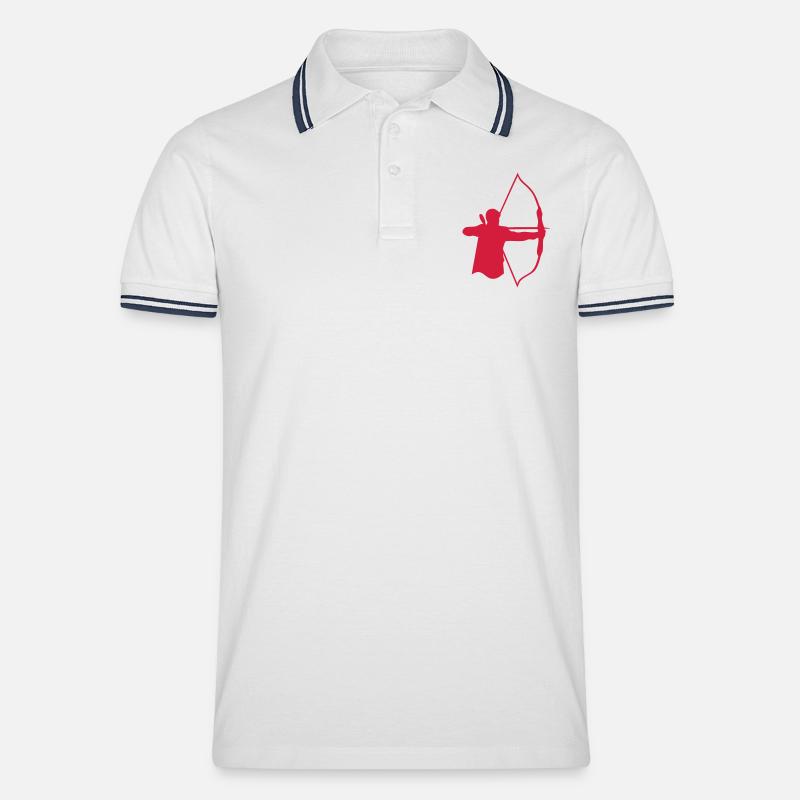 Bogenschießen Bogenschießen Logo bogenschieben6 - Männer Tipped Poloshirt - Weiß/Navy