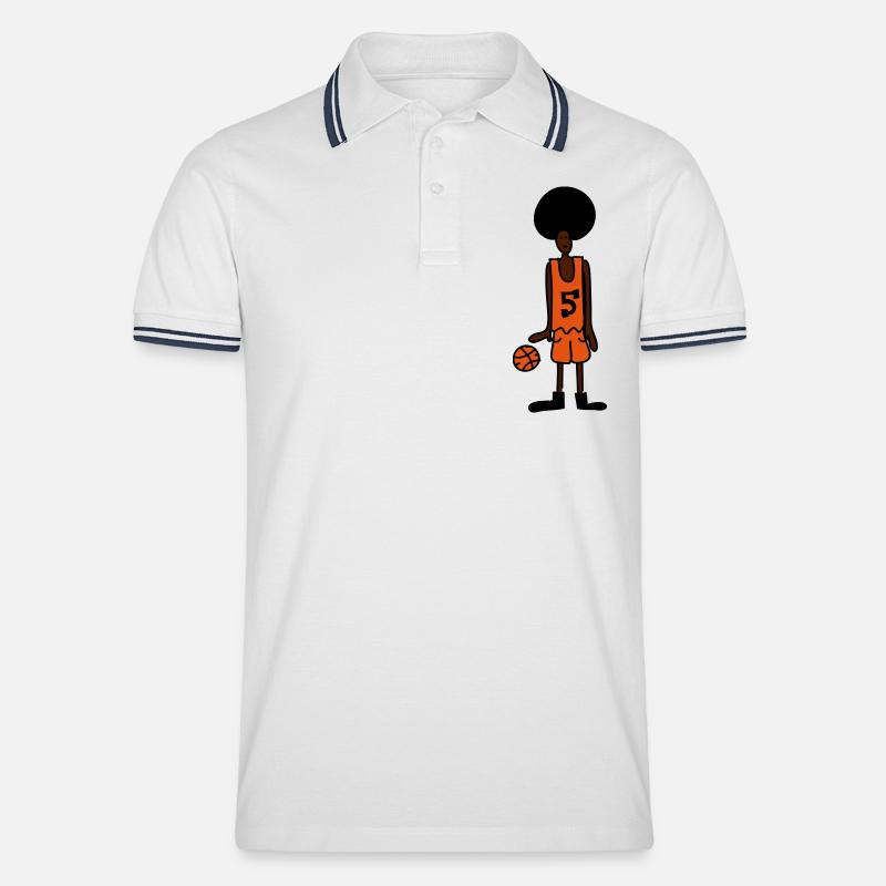 Basketballer - Männer Tipped Poloshirt - Weiß/Navy